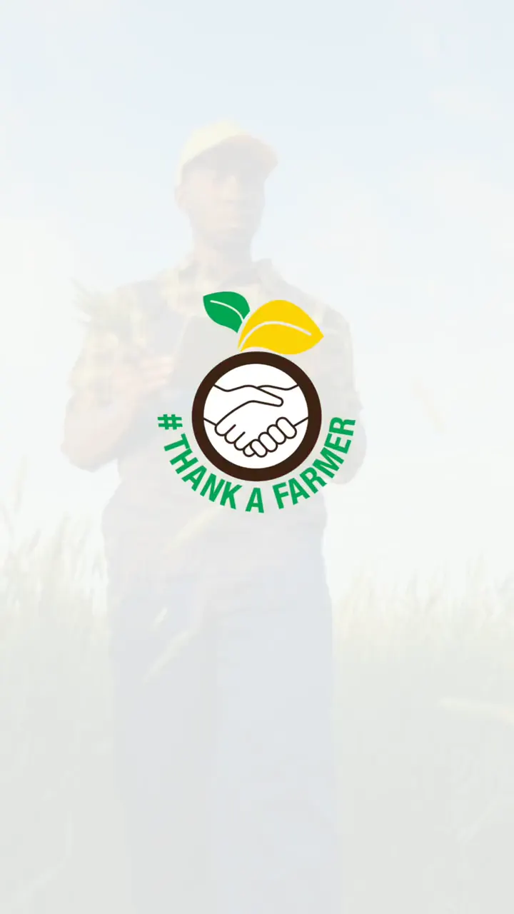 Animated green end card over farmer imagery showing the Ministry of Agriculture Fisheries and Mining, Agro-Invest and Walkerswood Caribbean Foods logos, closing on the #ThankAFarmer badge.
