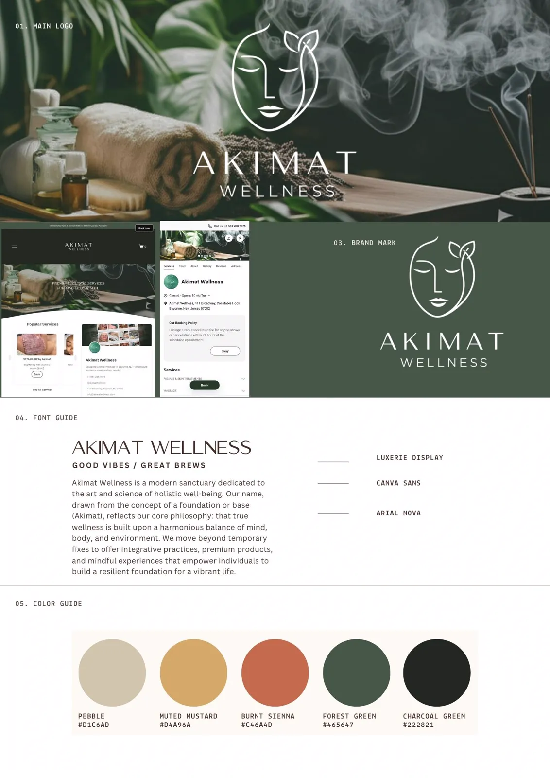 Akimat Wellness brand guidelines sheet