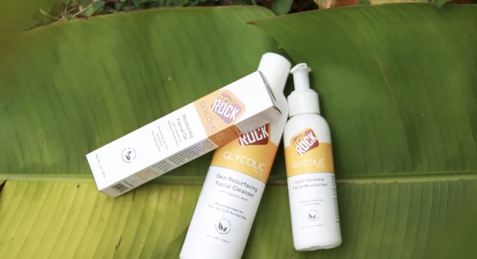 Irierock skincare products flat lay