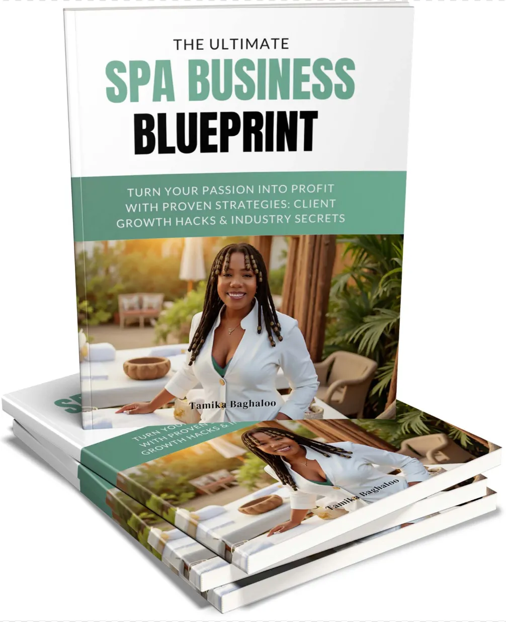 A stack of The Ultimate Spa Business Blueprint books